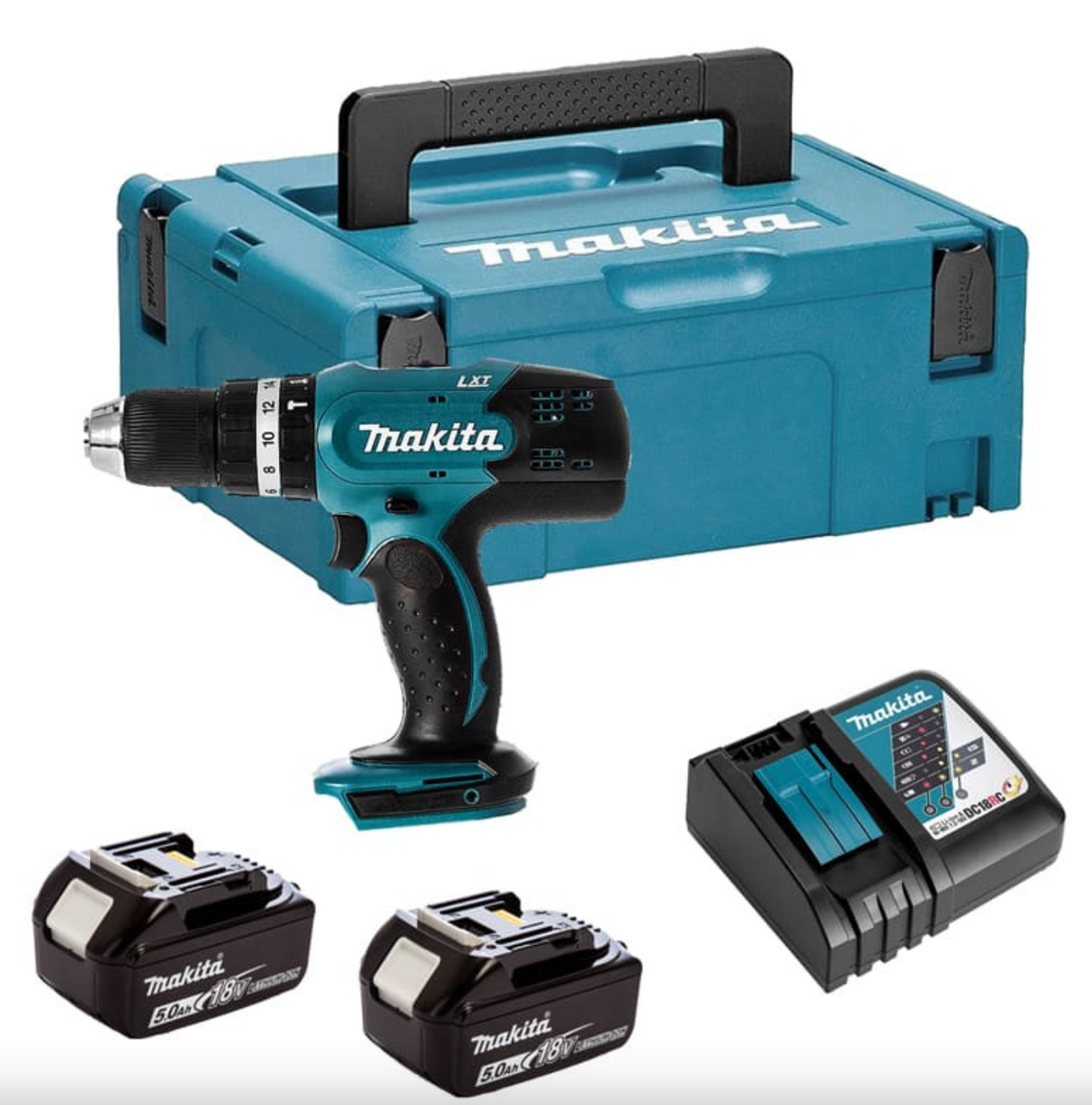 Trapano a percussione 18V LXT (2x5,0 Ah) in MAKPAC - MAKITA DHP453RTJ