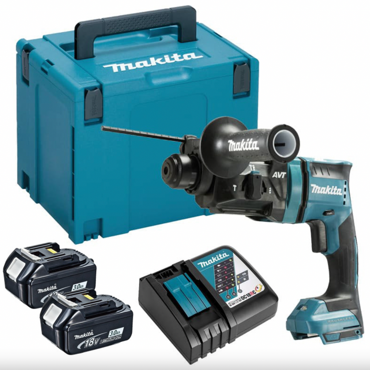 Trapano a percussione SDS-Plus 18V LXT 1,7 J (2x3,0 Ah) in MAKPAC - MAKITA DHR182RFJ