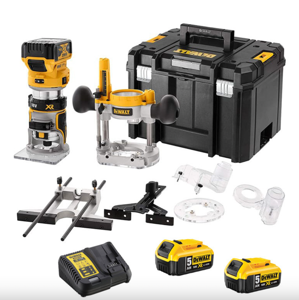 Fresatrice verticale XR 18V (2x5,0 Ah) in scatola TSTAK - DEWALT DCW604P2-QW