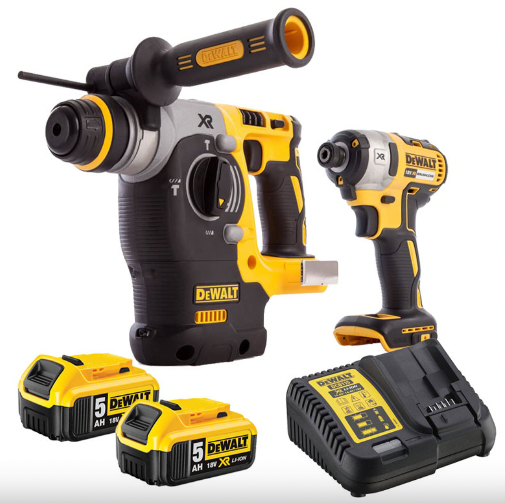 Avvitatore a percussione e trapano scalpello PowerPack SDS-Plus (2x5,0 Ah) - DEWALT PPACK0002