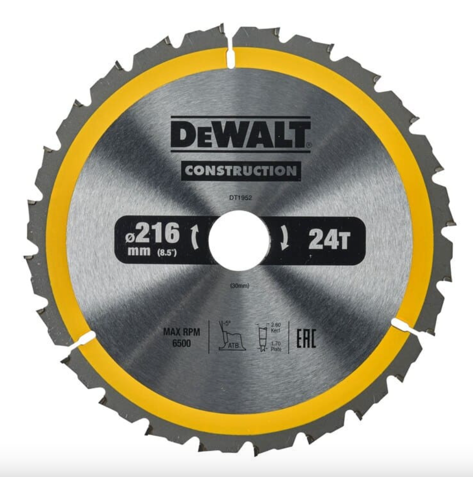 Lama per sega circolare stazionaria Ø216 mm 24 denti - DEWALT DT1952-QZ